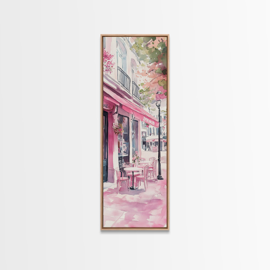 Pink Café Canvas Print Romantic French Bistro Painting Coastal Cowgirl Wall Art Above Bed Art Guest Room Gift Living Room Rustic Decor