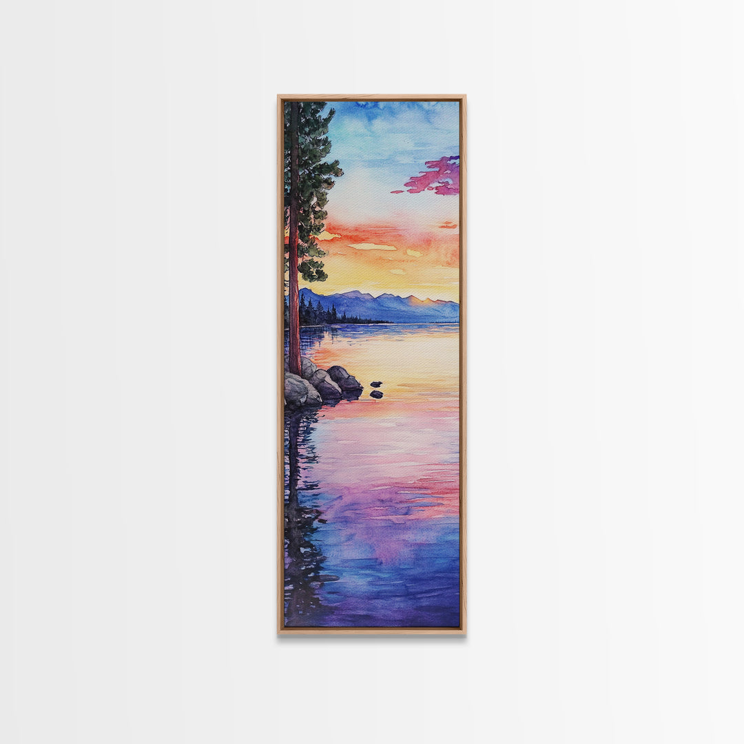 Canvas Print Lake Tahoe Art Coastal Landscape Sunset Wall Art Nautical Decor Horizontal Wall Art Living Room Art Christmas Gift