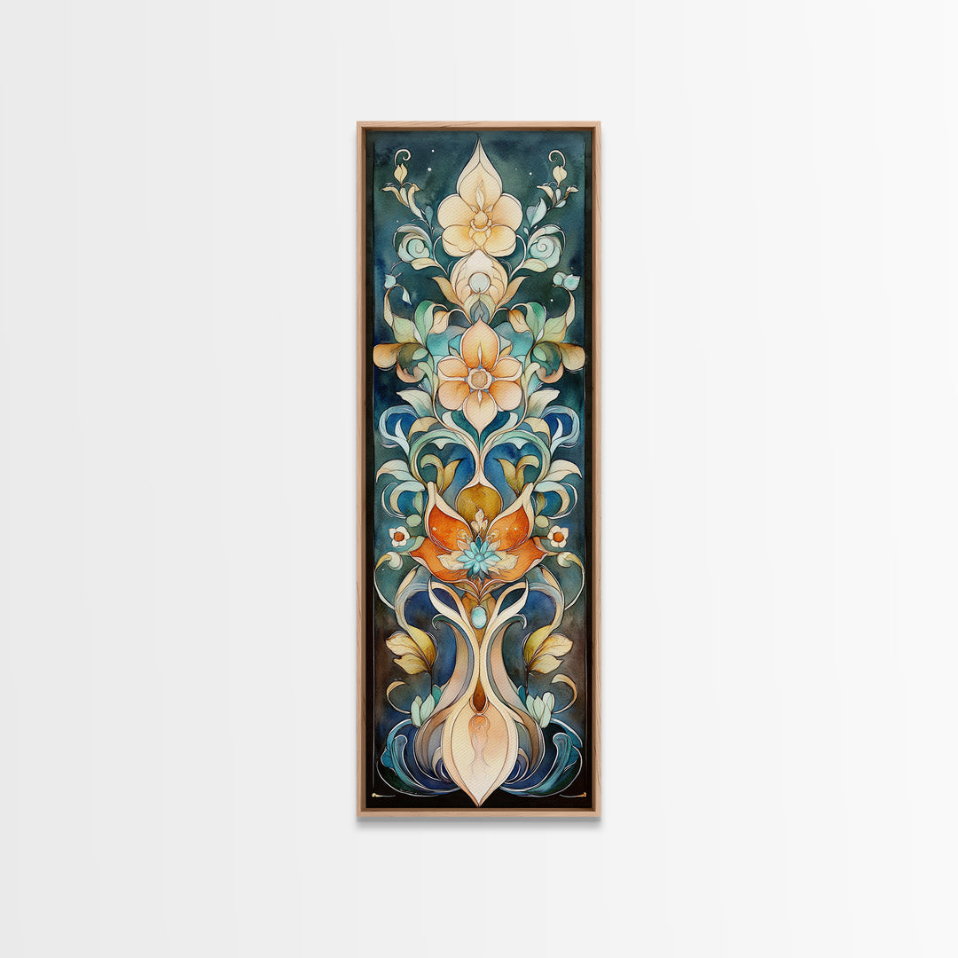 Canvas Print Moroccan Wall Art Botanical Prints Chinoiserie Wall Art Floral Rustic Decor Tall Narrow Wall Art Bedroom Art Christmas Gift