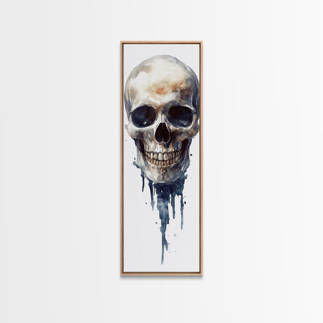 Framed Canvas Print Skull Art for Gothic Decor, Moody Halloween Wall Art, Original Skull Artwork, Living Room Art, Gift Idea for Him