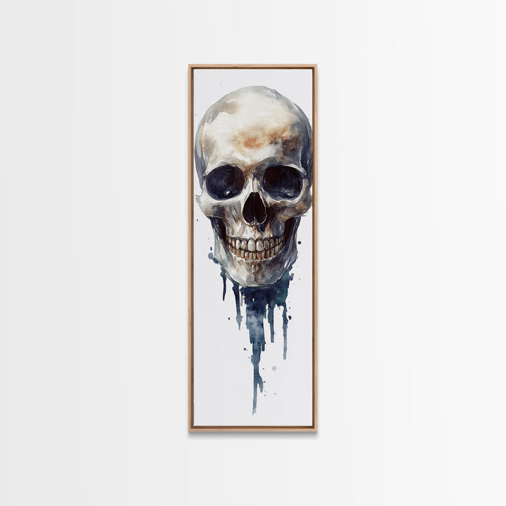 Framed Canvas Print Skull Art for Gothic Decor, Moody Halloween Wall Art, Original Skull Artwork, Living Room Art, Gift Idea for Him
