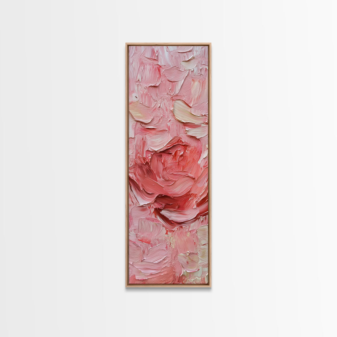 Abstract Pink Rose Textured Canvas Print, Light Pink Botanical Wall Art, Rose Painting Bedroom Art, Minimalist Floral Artwork
