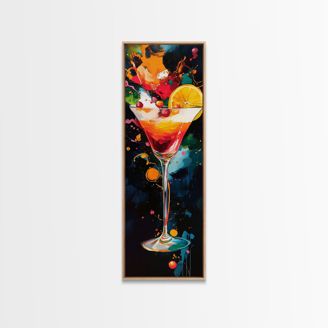 Abstract Martini Art Framed Canvas Print | Espresso Martini Wall Art | Cocktail Art | Kitchen Decor | Whimsical Art | Vertical Wall Art