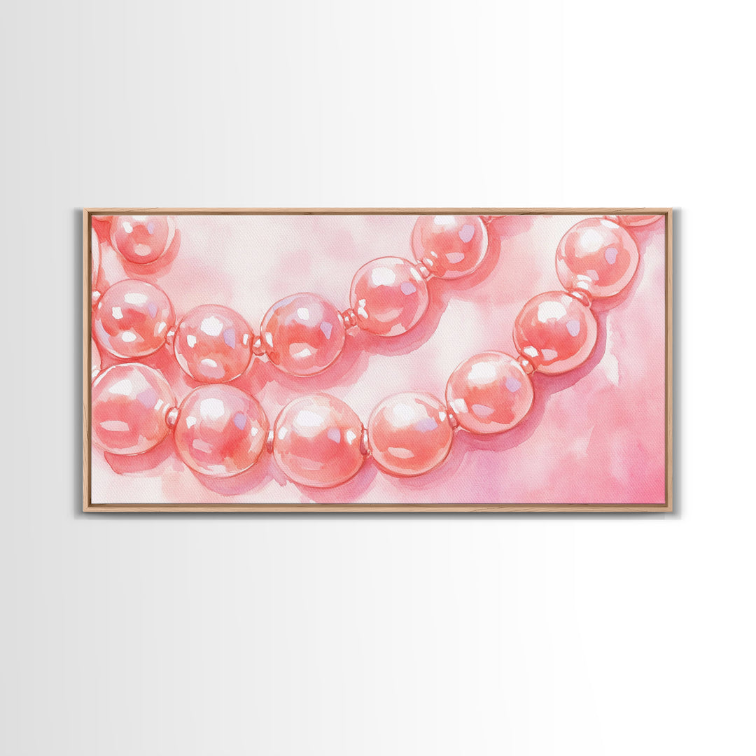 Blush Pearl Art Canvas Print Featuring Pearl Painting and Light Pink Wall Art Minimalist Art Gift Idea Guest Room Rustic Wall Decor