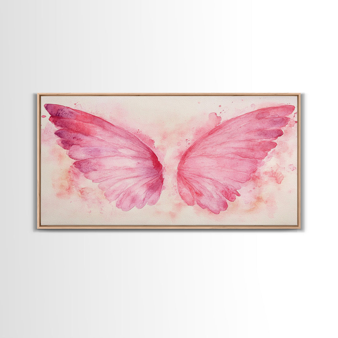 Angel Wings Canvas Print Whimsical Art Light Pink Wall Art Angel Art Prints Bedroom Decor Above Bed Wall Art Gift Idea