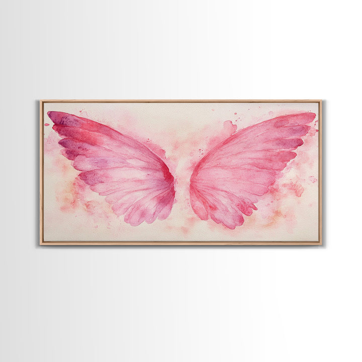 Angel Wings Canvas Print Whimsical Art Light Pink Wall Art Angel Art Prints Bedroom Decor Above Bed Wall Art Gift Idea