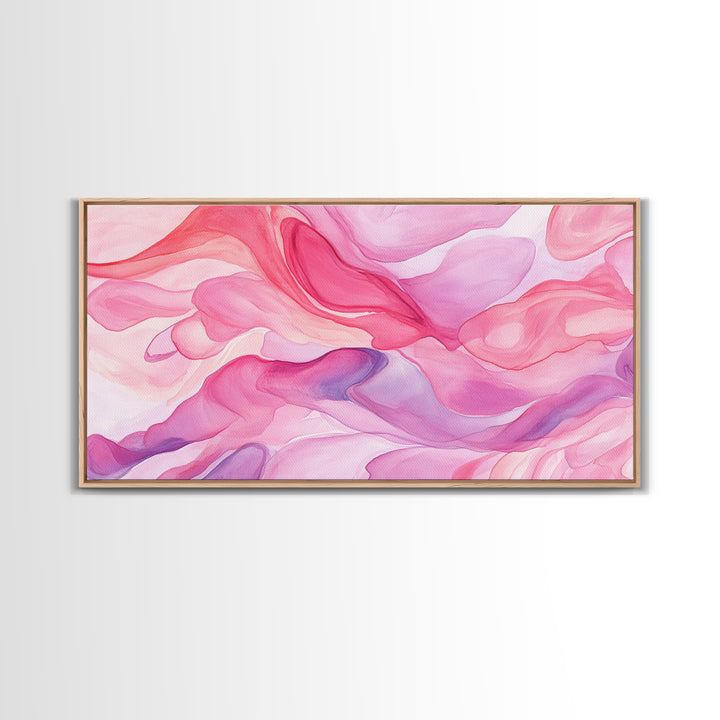 Pink Abstract Flowing Design Canvas Print, Whimsical Minimalist Light Pink Wall Art, Dorm Room Bedroom Art Unique Gift Idea