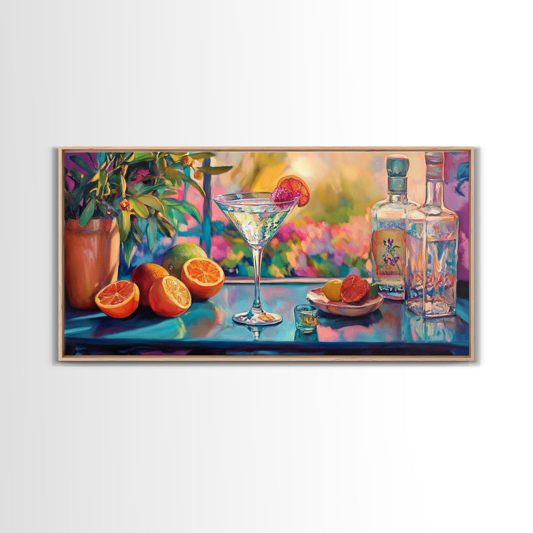 Citrus Cocktail Canvas Print Bright Bar Wall Art Vibrant Foodie Home Decor Kitchen Gift Idea Tropical Drinks Modern Party Art Unique