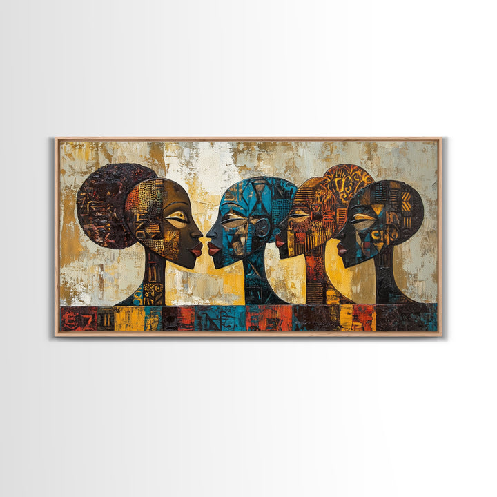 Afrocentric Geometric Art Framed Canvas Print, African Wall Decor, Bold Living Room Art, Unique Therapy Gift Idea Him Her