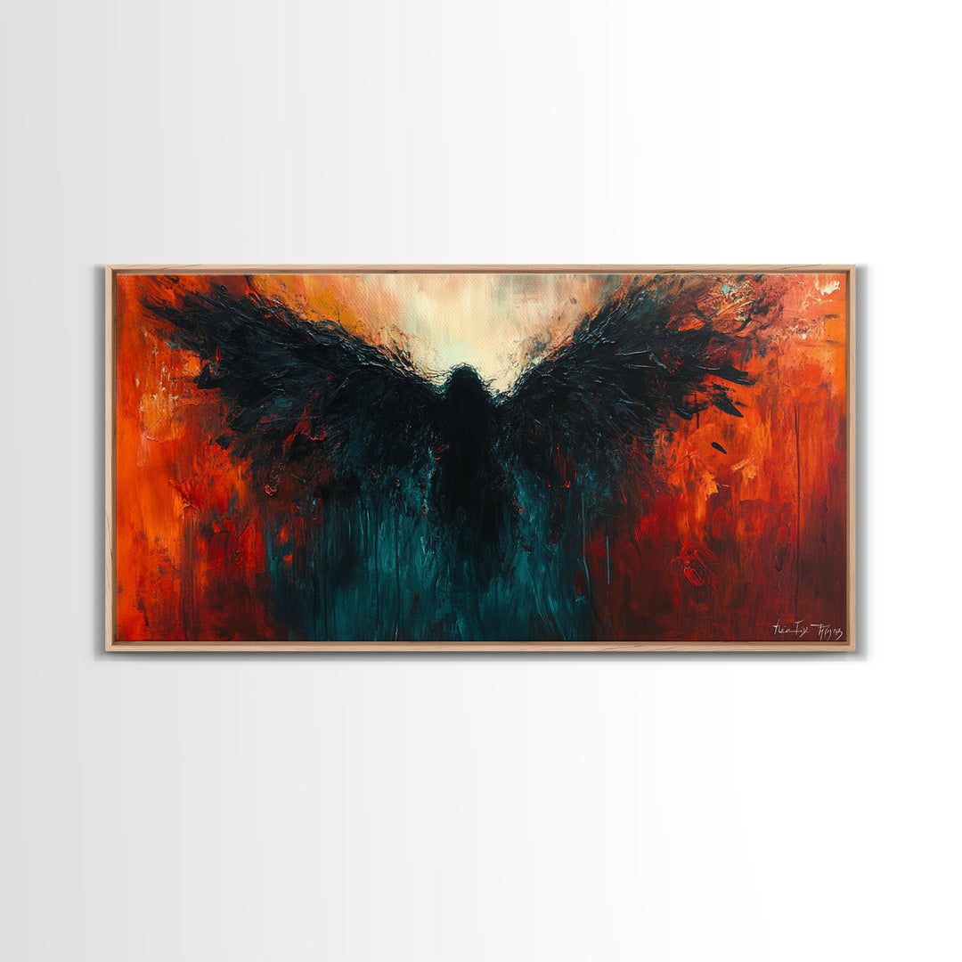 Phoenix Metal Inspired Framed Canvas Print with Bold Moody Art Stunning Southwest Wall Art for Bedroom or Living Room