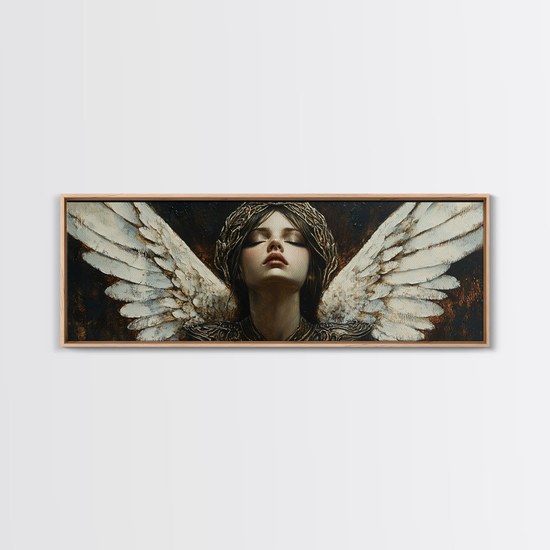 Angelic Portrait Canvas Print Goddess Art Print Dark Angels Wall Art Elegant Bedroom Decor Moody Painting Original Living Room Art