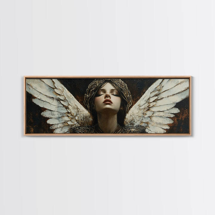 Angelic Portrait Canvas Print Goddess Art Print Dark Angels Wall Art Elegant Bedroom Decor Moody Painting Original Living Room Art