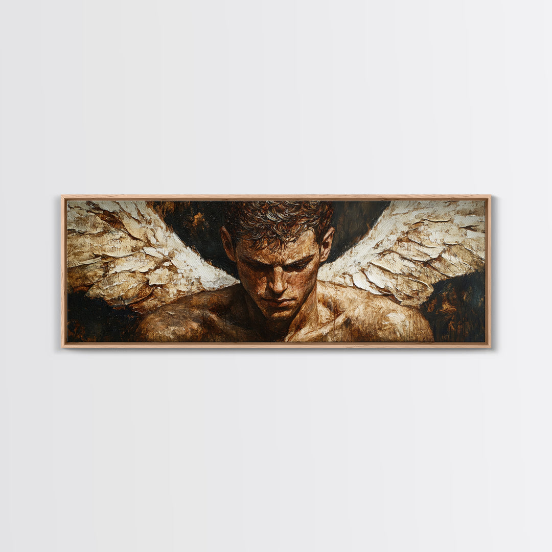 Brooding Angel Canvas Print Dark Romance Painting Moody Art Gothic Wall Art Bedroom Serenity Modern Rustic Living Room Decor