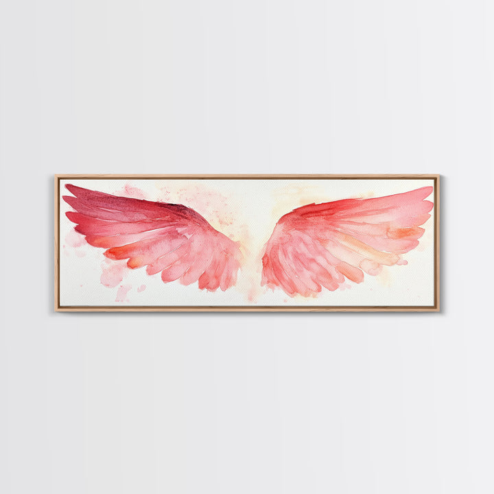 Angel Wings Canvas Print, Pink Abstract Art with Light Tones, Whimsical Zen Wall Art for Bedroom, Gift Idea for Spirituality Lovers