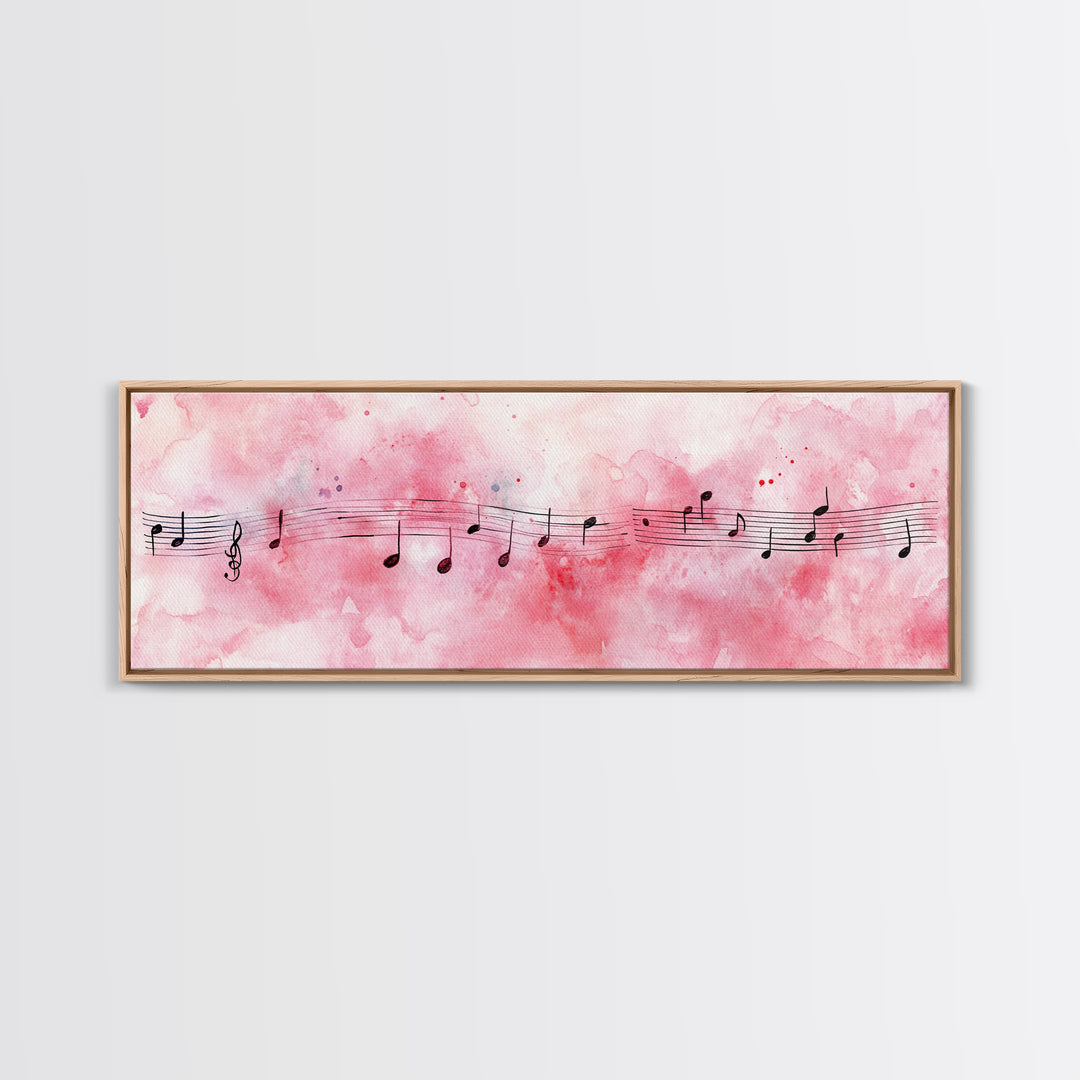 Musical Notes Canvas Print Artistic Sheet Music Wall Art Light Pink Abstract Artwork Rustic Wabi Sabi Art Living Room Decor Gift