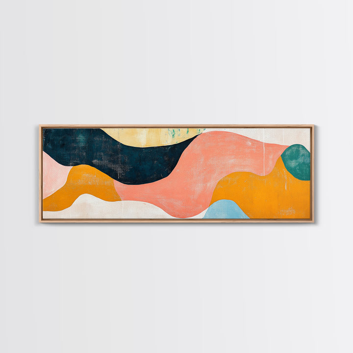 Coastal Abstract Framed Canvas Print Nautical Painting Coastal Landscape Artwork Seascape Wall Art Living Room Ocean Horizontal Decor