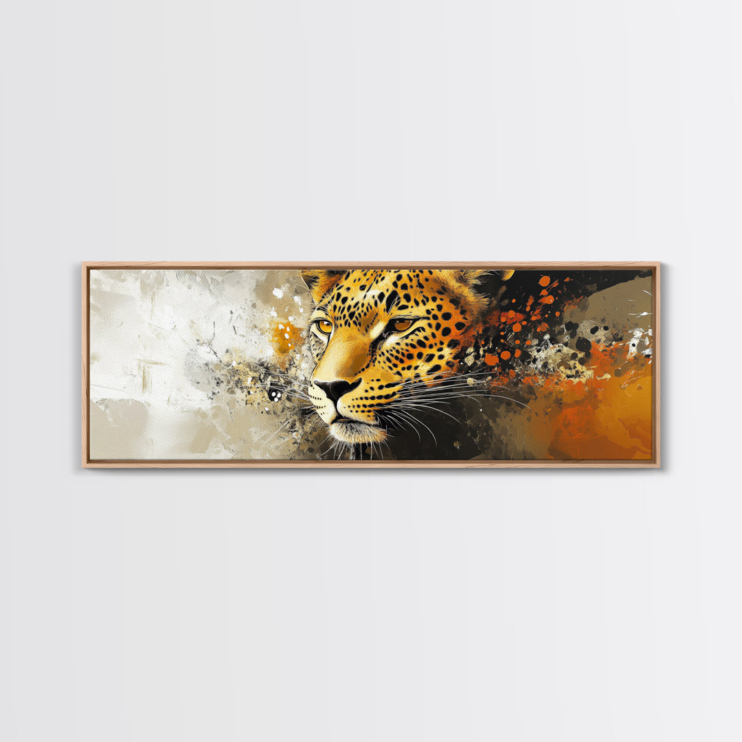 Bold Leopard Framed Canvas Print - Vibrant Wildcat Painting, Moody Jungle Art, Safari Wall Decor, Animal Gift Idea For Her, Bedroom Art