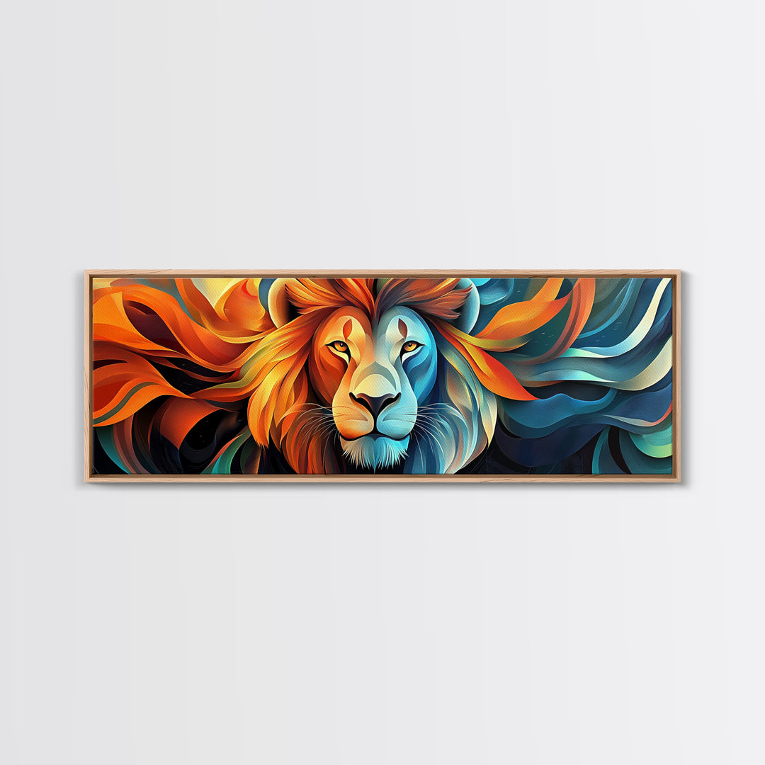Bold Lion Profile Canvas Print, Whimsical Wall Art, Rustic Decor, Bedroom Art, Living Room Art, Vibrant Painting, Gift Idea