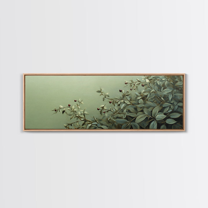 Nature-Inspired Sage Green Framed Canvas Print – Sage Green Wall Art, Botanical Prints, Minimalist Art, Bedroom Art, Wabi Sabi Art