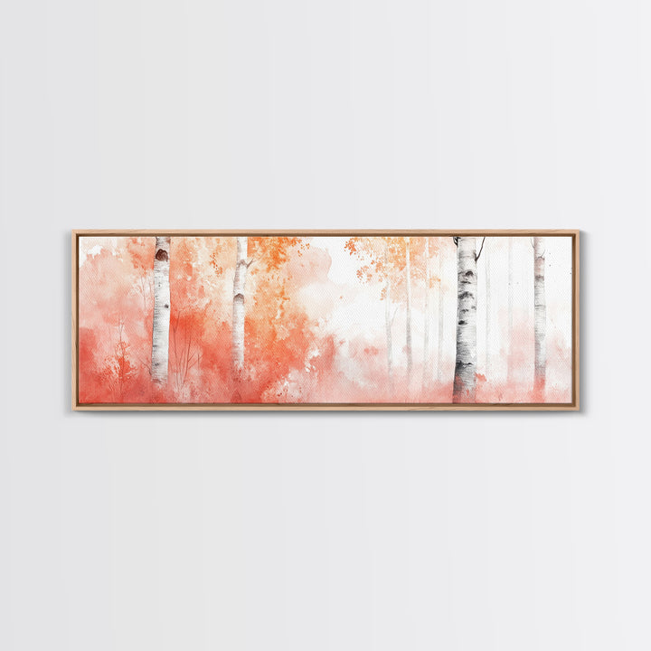 Autumn Birch Trees Canvas Print, Vibrant Fall Landscape Art, Horizontal Wall Art Rustic Decor Gift Idea Living Room Decoration