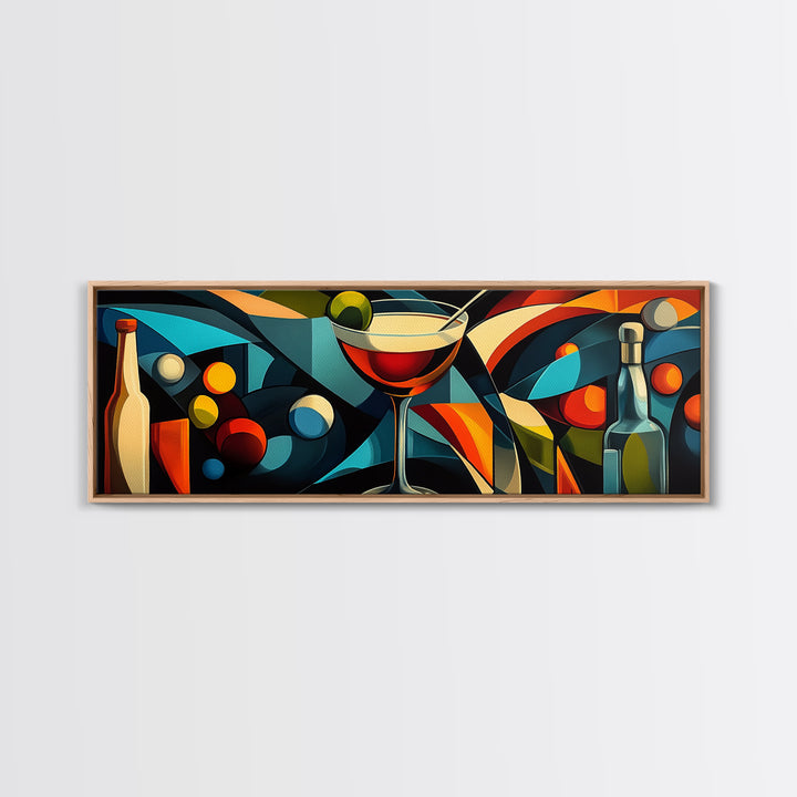 Abstract Martini Framed Canvas Print Espresso Martini Wall Art Modern Cocktail Art Kitchen Bar Decor Bold Geometric Wall Artwork