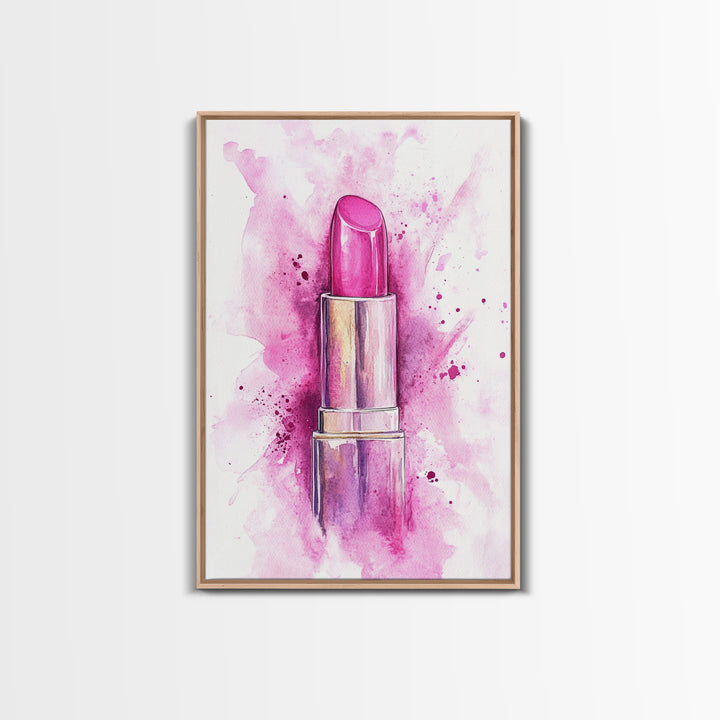Pink Lipstick Canvas Print Whimsical Art Pink Abstract Artwork Living Room Wall Art Wabi Sabi Painting Light Pink Dorm Decor