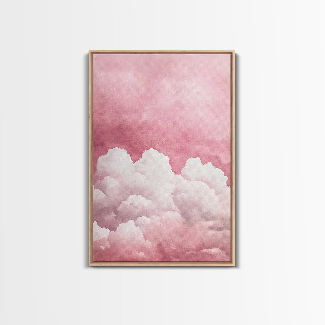 Dreamy Pink Clouds Canvas Print Light and Airy Minimalist Art Above Bed Wall Art Guest Room Decor Rustic Aesthetic Fall Accent Gift