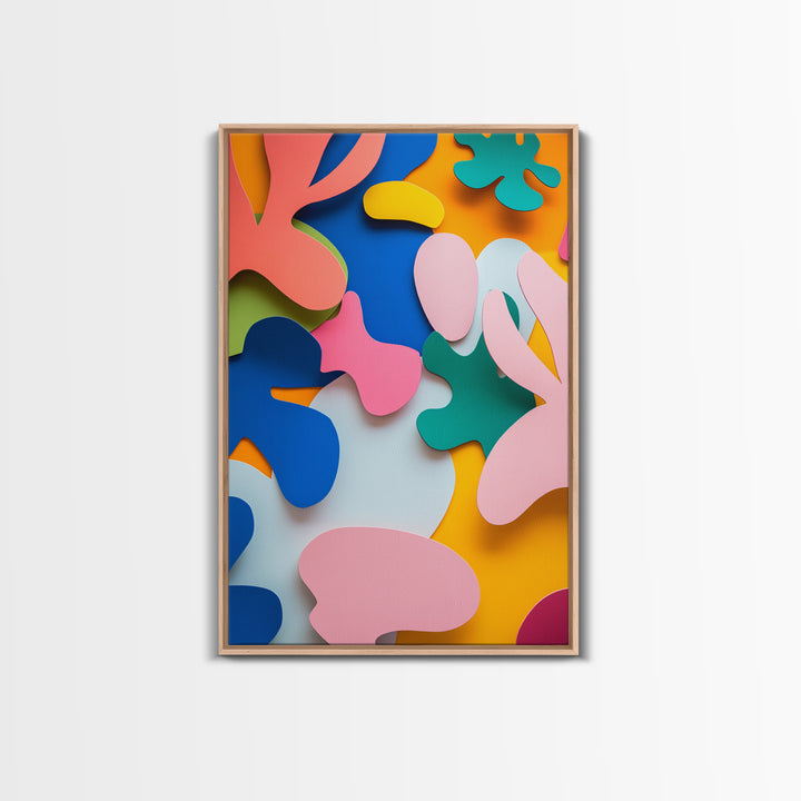 Bold Abstract Organic Shapes Canvas Print, Contemporary Chinoiserie Wall Art, Vibrant Boho and Minimalist Design for Modern Spaces