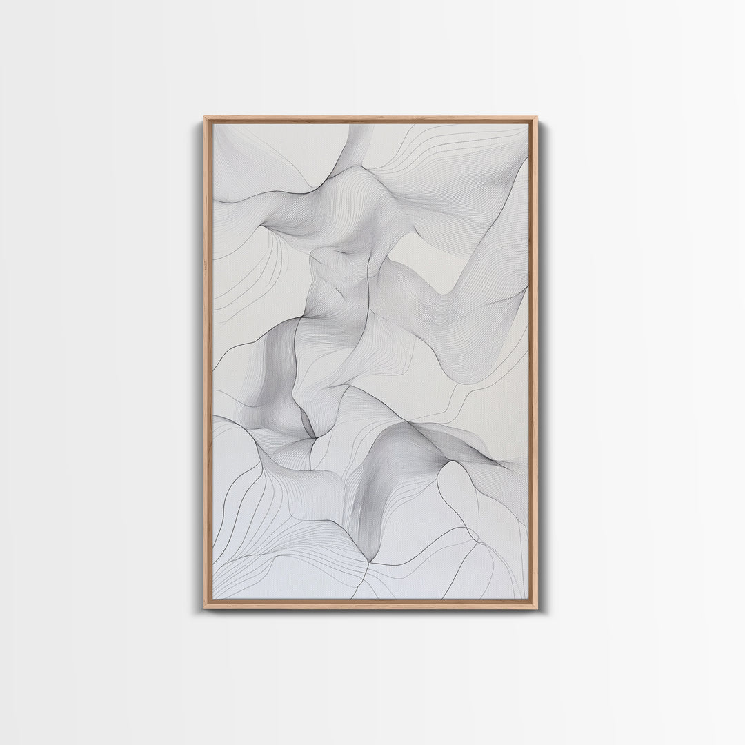 Black White Line Art Canvas Print Minimalist Geometric Wall Decor Modern Zen Artwork Above Couch Gift Idea Stylish Home Accent