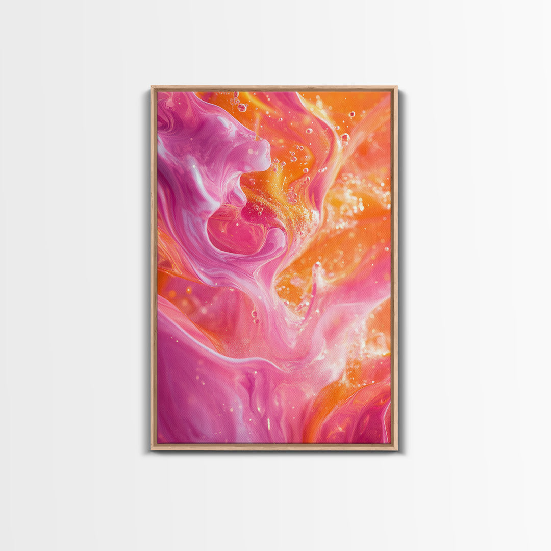 Abstract Pink Orange Canvas Print with Swirling Light Effects and Therapy Art for Modern Home Wall Decor, Ideal Gift Idea