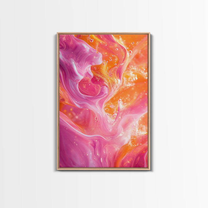 Abstract Pink Orange Canvas Print with Swirling Light Effects and Therapy Art for Modern Home Wall Decor, Ideal Gift Idea
