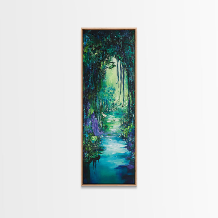 Mystical Forest, Wabi Sabi Art, Zen Wall Art, Forest at Dusk Painting, Tall Skinny Art, Moody Art, Extra Wide Art, Canvas Print