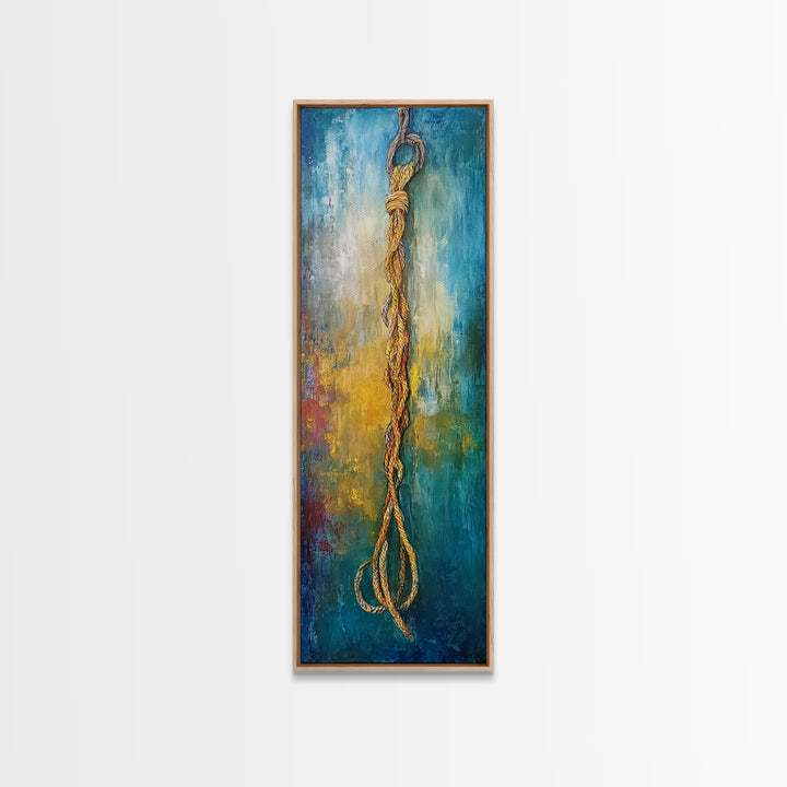 Nautical Rope, Coastal Decor, Rustic Wall Art, Nautical Painting, Wabi Sabi Art, Framed Canvas Print, Bedroom Art, Gift Idea