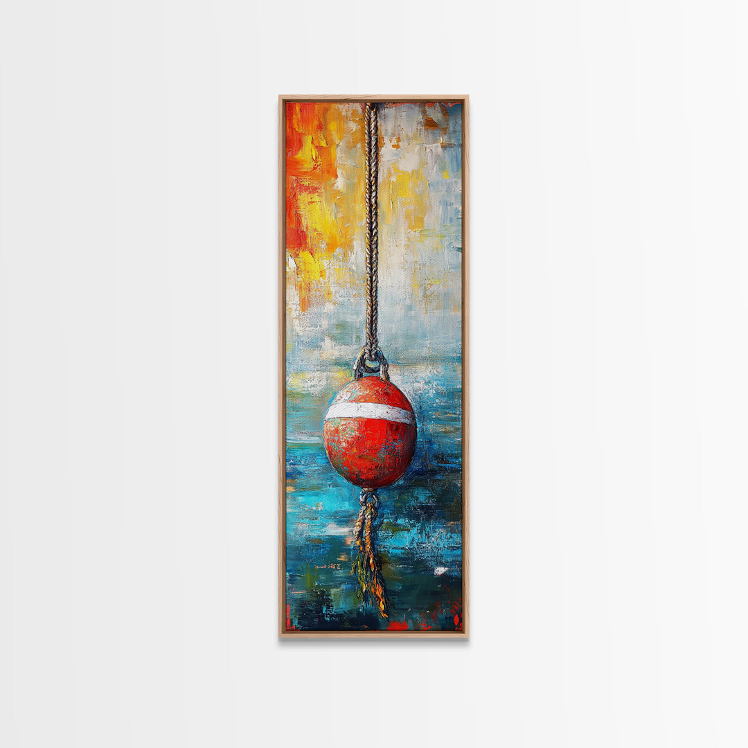 Nautical decor, rustic wall art, coastal wall art, ocean painting, maritime art, framed canvas print, tall skinny art, moody blue art