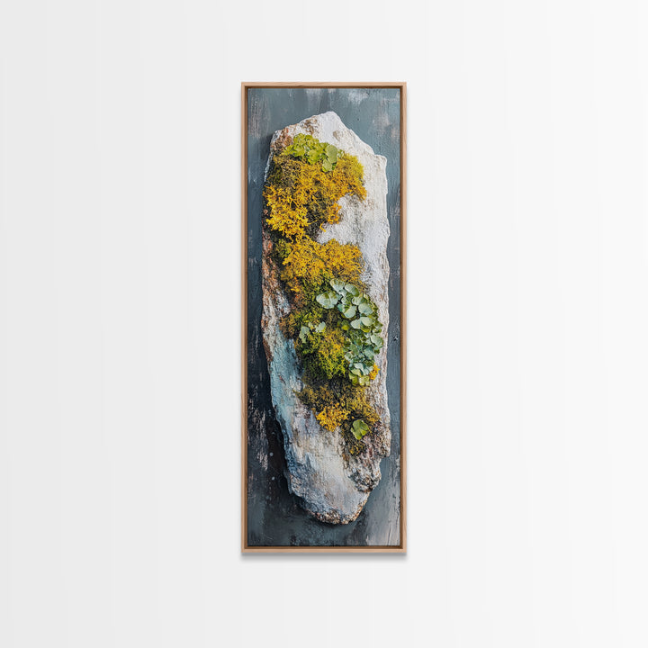 Botanical Art, Framed Canvas Print, wabi sabi art, sage green wall art, whimsical art, minimalist art, long narrow wall art, rustic decor