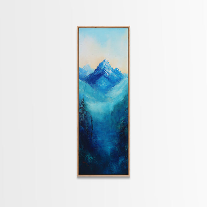 Rustic Art, Canvas Print, smoky mountain art, pine tree art, blue and green wall art, extra wide art,  above bed wall art