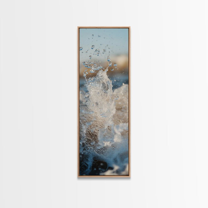 Ocean Splash, nautical wall art, seascape painting, surf wall art, blue and green wall art, coastal decor, Framed Canvas Print
