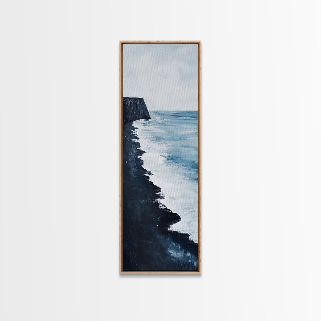 Coastal cliffs, Ireland painting, ocean wall art, seascape painting, nautical wall art, minimalist art, framed canvas print