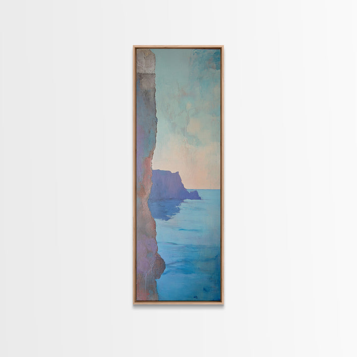 Cliffside View, Misty Horizon, Ocean Painting, Canvas Print, coastal decor, wabi sabi art, seascape painting, minimalist art