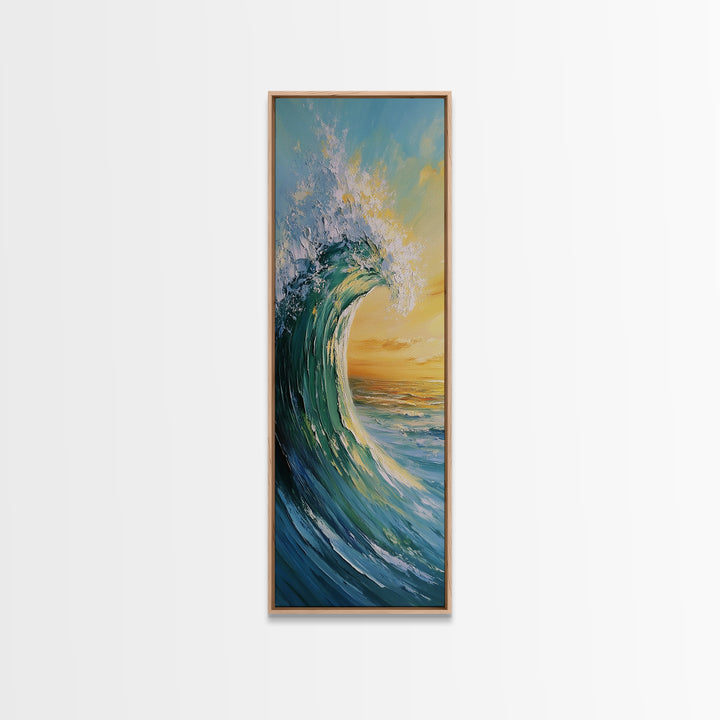 Ocean Wave, Seascape Painting, Framed Canvas Print, Coastal Landscape Art, Nautical Decor, Blue and Green Wall Art