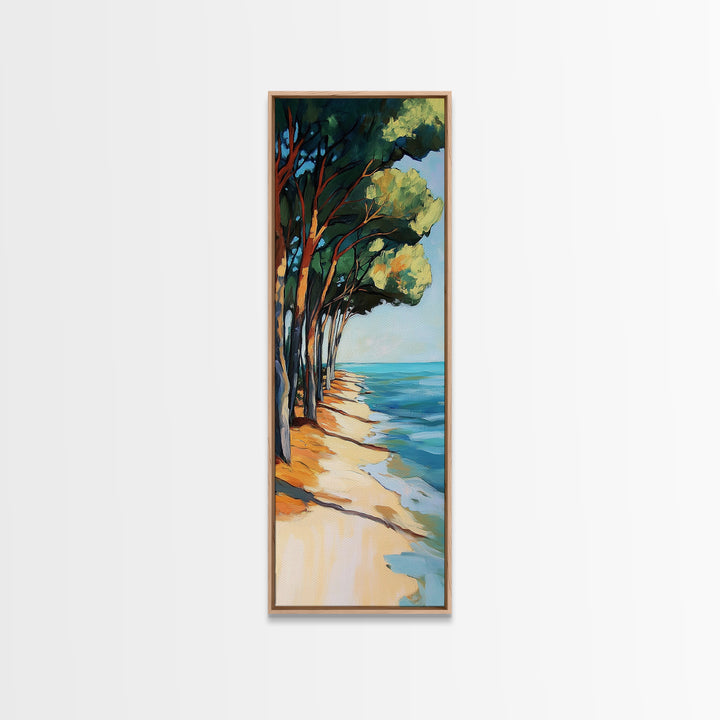 Beach Pines, coastal cowgirl wall art, coastal decor, nautical painting, ocean painting, framed canvas print, seascape painting