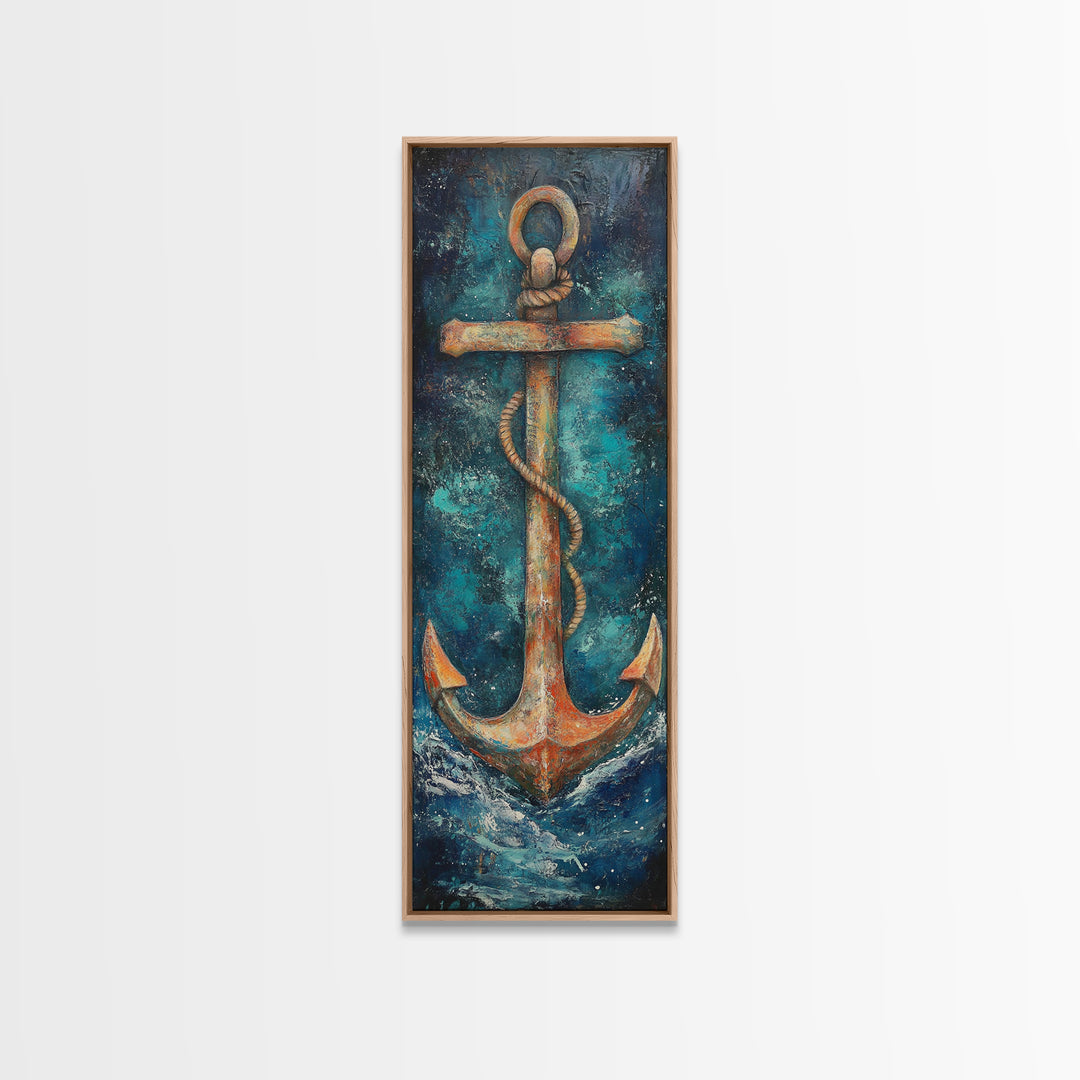 Anchor, Nautical Decor, Framed Canvas Print, nautical wall art, coastal decor, maritime art, rustic wall art, beach house decor, gift idea