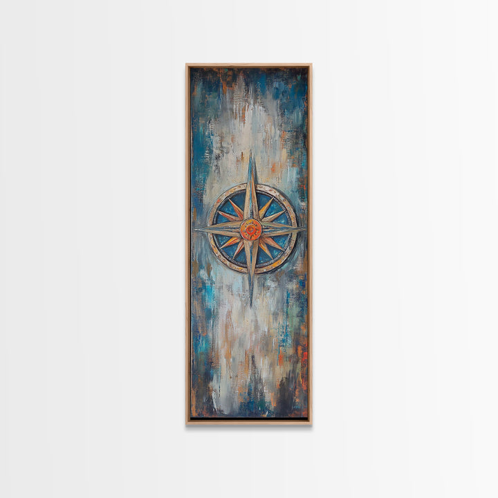 Compass, compass wall art, rustic wall art, nautical decor, farmhouse art, southwest wall art, gift idea for him, framed canvas print