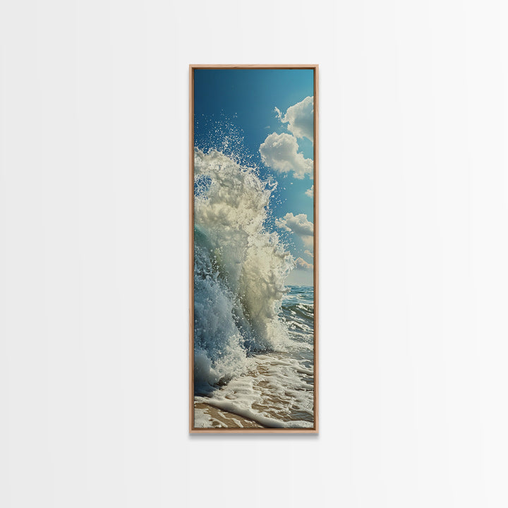 Ocean Wave Splash, Coastal Wall Art, Nautical Decor, Beach Art Print, Framed Canvas Print, Surf Wall Art, Vertical Wall Art