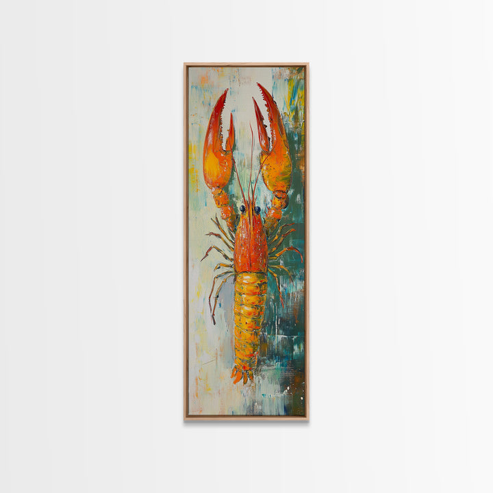 Crayfish Painting, Nautical Decor, Coastal Kitchen Art, Framed Canvas Print, Rustic Art, Seafood Wall Art, Original Painting