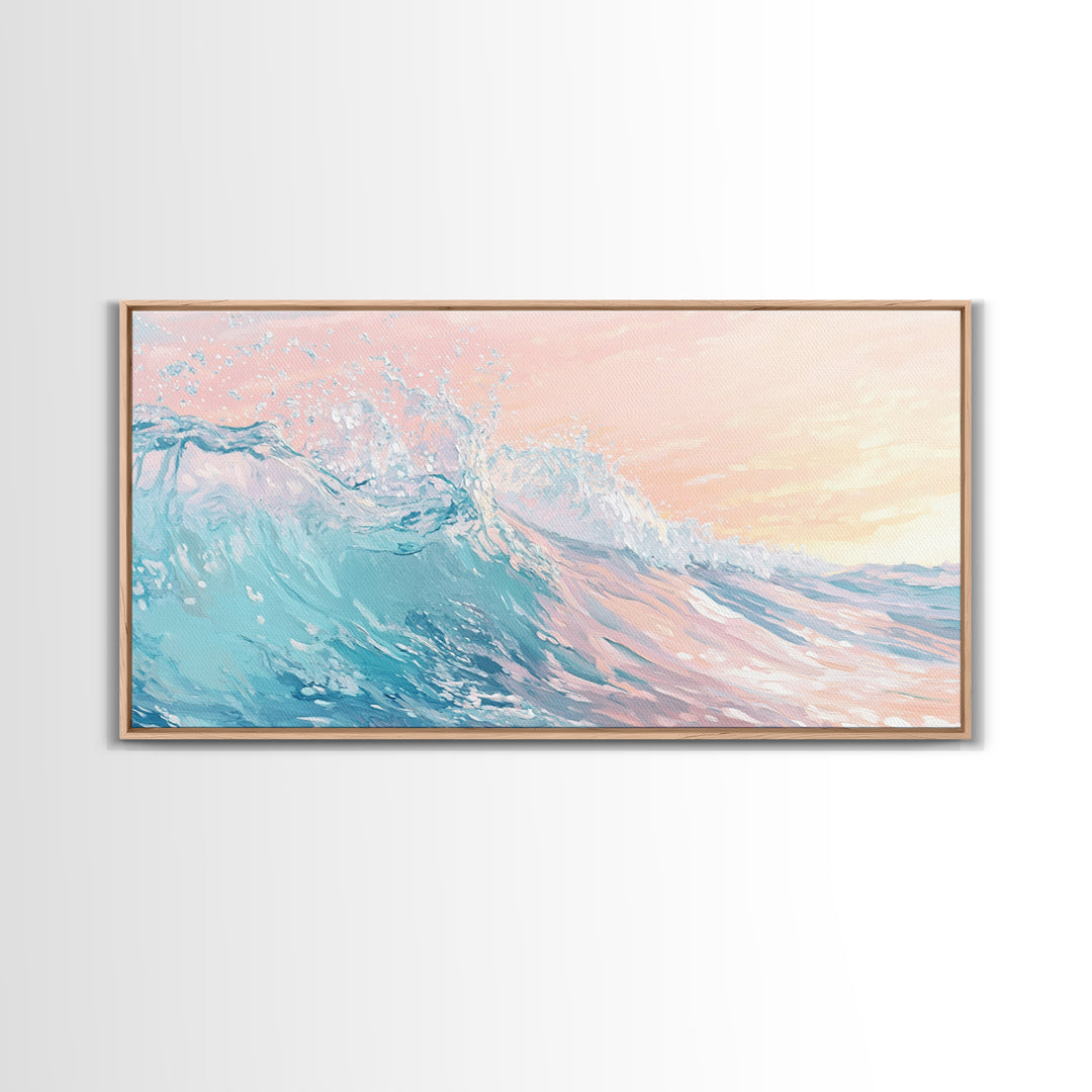 Ocean Wave Painting, Coastal Wall Art, Surf Wall Art, Nautical Decor, Framed Canvas Print, Seascape Painting, Extra Wide Art