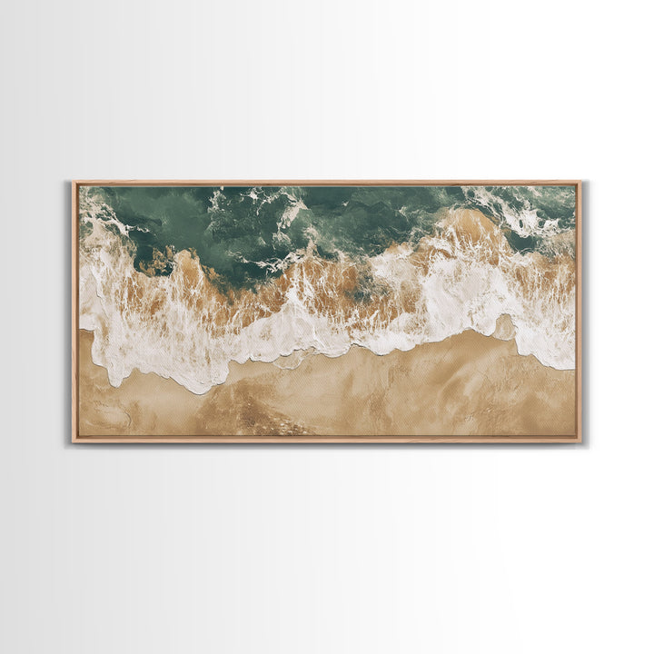 Ocean Wave Print, Nautical Wall Art, Beach House Art, Framed Canvas Print, Horizontal Wall Art, Living Room Art, Surf Wall Art