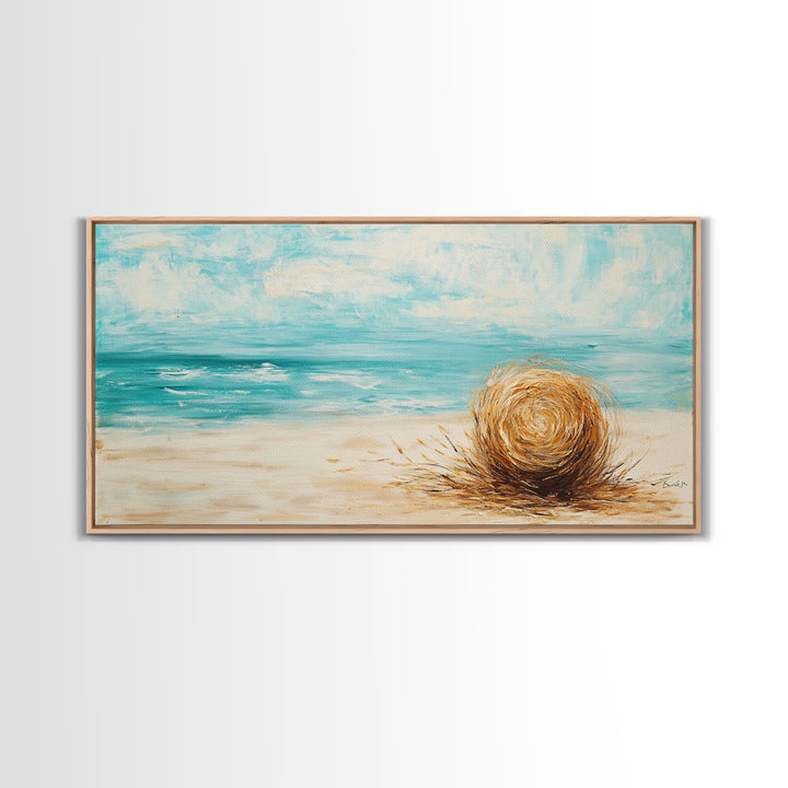 Beach Grass, coastal wall art, farmhouse decor, nautical painting, seascape painting, framed canvas print, panoramic art
