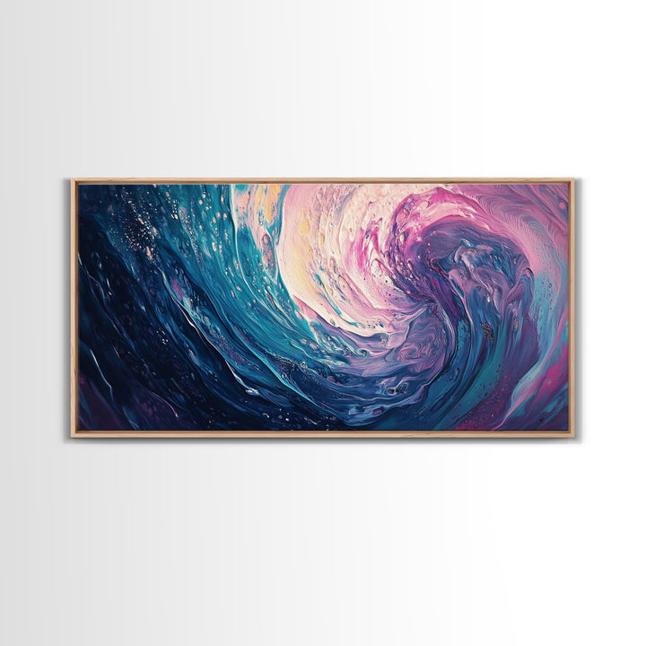 Abstract Wave, Ocean Swirl, Panoramic Art, Canvas Print, Coastal Decor, Teal Wall Art, Nautical Wall Art, Whimsical Art, Surf Wall Art