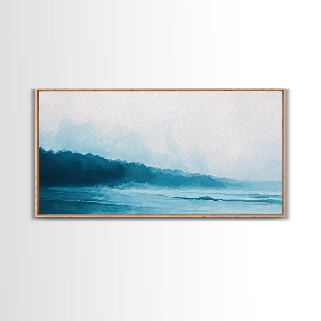 Coastal landscape art, panoramic art, framed canvas print, extra wide art, minimalist art, nautical wall art, seascape painting